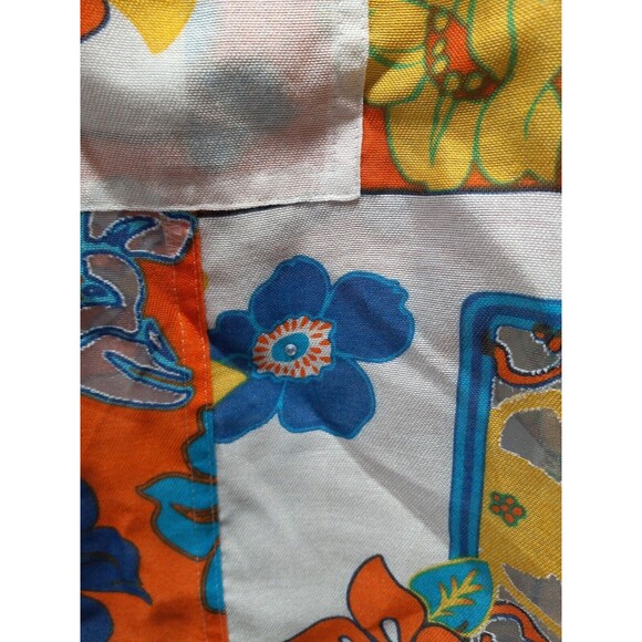 Multiples Small Sheer Bright Floral Button Front Blouse Pockets Roll Tab Sleeves - Picture 6 of 13